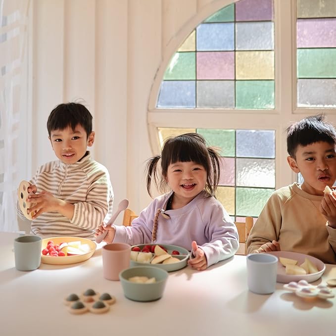 mushie Flatware Fork and Spoon Set For Kids | Made in Denmark (Powder Blue)