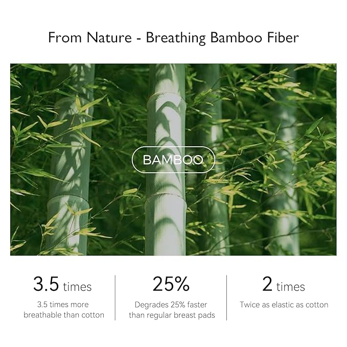 Momcozy Bamboo Fiber Disposable Nursing Pads, 100% Natural Materials and 100% Biodegradable, Skin Contacts Only Most Natural Materials, for Sensitive Skin, Individually Packaged(120 Count)