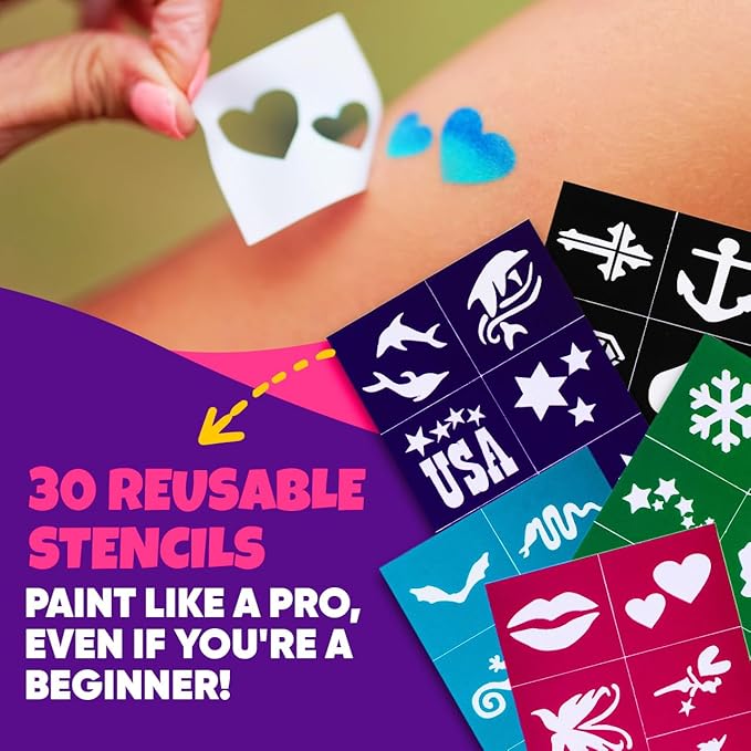 Blue Squid Face Painting Kit for Kids β Complete Face Paint Kit Palette, Stencils, 12 Colors - Safe for Sensitive Skin, Non Toxic Face Painting Kit Professional - Kids Party & Halloween Makeup Kit