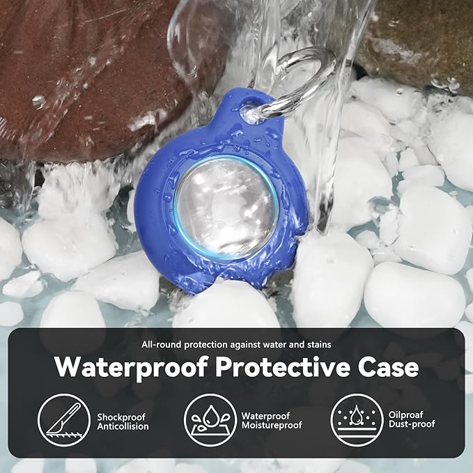 Upgrade Waterproof 2 Pack Airtags Holder with Apple Airtags Keychain, Hard PC Air Tag Case, Anti-Scratch & Shock Air tag Holder, Men's Women's Keyrings & Keychains-Blue+Mint Green