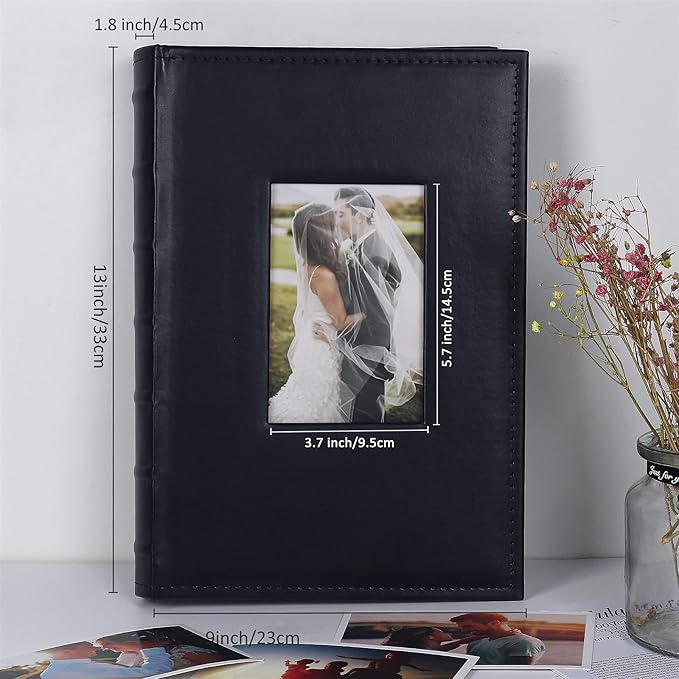 RECUTMS Photo Album 300 Pockets,4x6 Photo Book Paper Core Memo Insert Inside Page PU Leather Cover Picture Album Record Wedding Baby Valentine's Day Christmas Holiday(Blue)