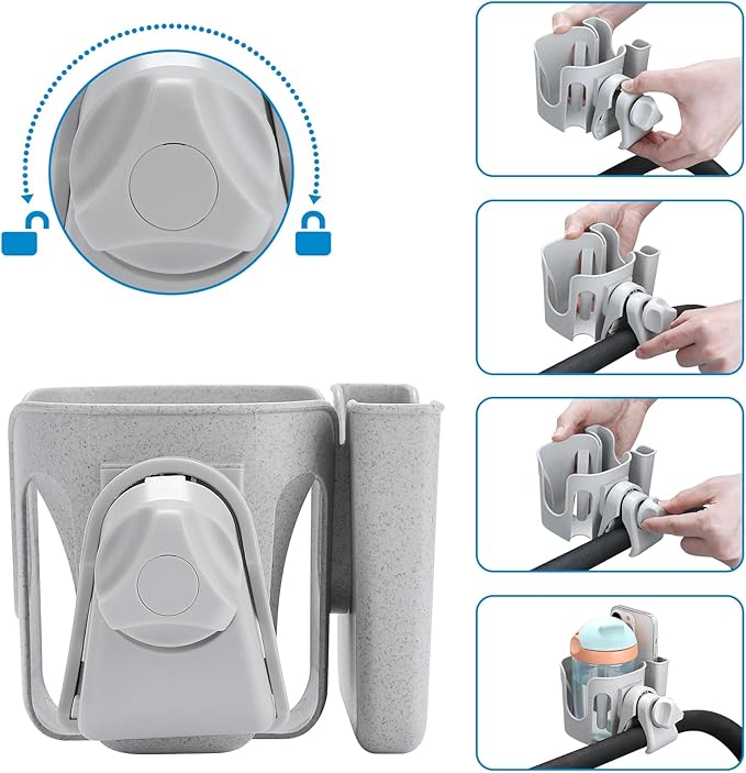 Accmor Stroller Cup Holder with Phone Holder, Bike Cup Holder, Universal Cup Holder for Uppababy Nuna Doona Strollers, 2-in-1 Cup Phone Holder for Stroller, Bike, Wheelchair, Walker, Scooter