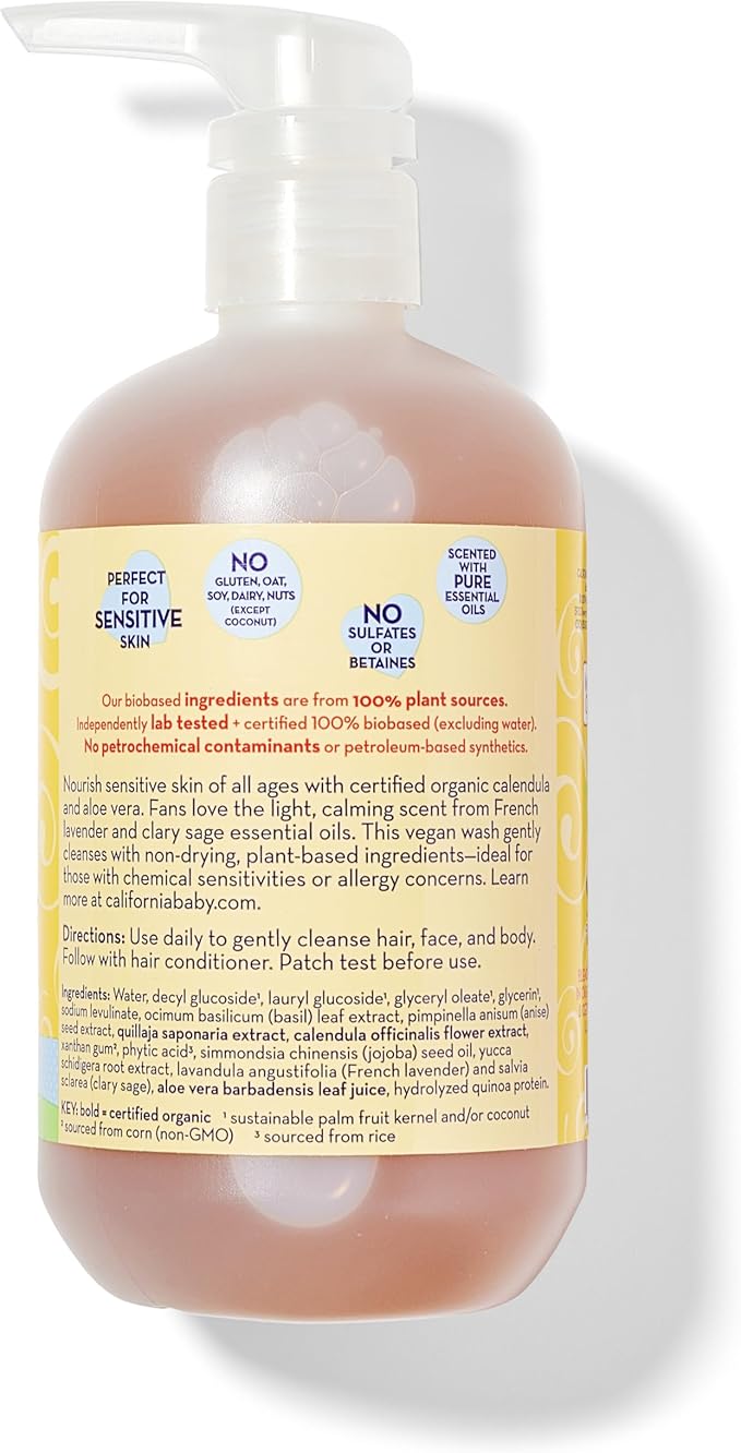 California Baby Calendula Shampoo and Body Wash | 100% Plant-Based (USDA Certified) | Allergy Friendly | Soothing Baby Soap and Toddler Shampoo for Dry, Sensitive Skin | 562 mL / 19 fl. oz.