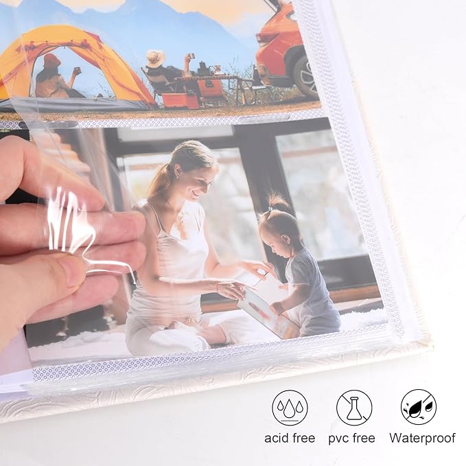 RECUTMS Photo Album with Writing Space 4x6 300 Pockets Photo Book,Leather Cover Picture Album with Memo Areas for Wedding Anniversary Family Baby Couple Valentines Graduation Travel (White)