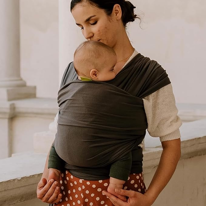 Boba Baby Wrap Carrier – Original Baby Sling Carrier for Newborns (7–35 lbs), Soft, Secure, Hands-Free & Ergonomic, Ideal for Comfortable Bonding, New Parents (Organic Dark Grey)