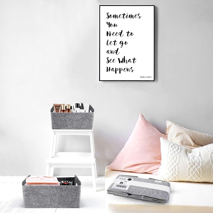 Welaxy Storage Baskets Collapsible Felt Storage bin Foldable Shelf Drawers Organizers for Kids Pet Toys magazine Books Clothes Closet Cabinet decluttering (Charcoal)