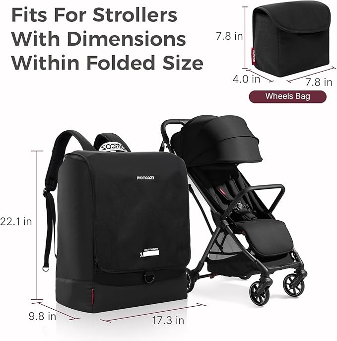 Momcozy Stroller Travel Bag for Airplane | Suit ClickGo Stroller | Compatible with Strollers Folded Dimensions of 22.1 X 17.3 X 9.8 Inch | Fit Most Major Brand | Hand-held & Back-carrying