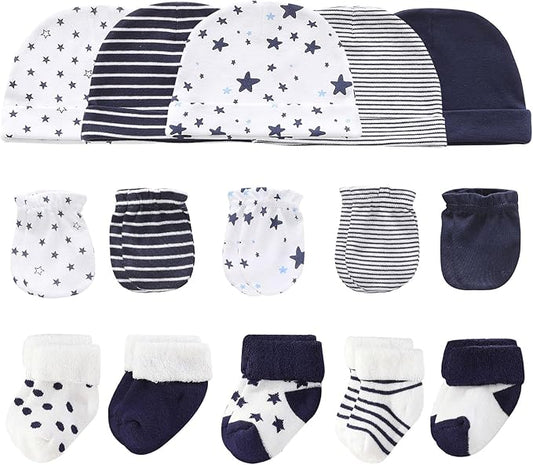 Baby Hats Mittens and Socks Set Cotton Newborn Hat Beanie Soft Infant Girls Boys Caps Gloves 0-6 month