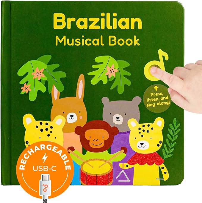 Cali's Books Brazilian Nursery Rhymes Book - Sound Books for Toddlers 1-3 Years Old - Interactive & Educational Music Toys for Bilingual Children with Lyrics & Translations - Musical Gifts for Kids