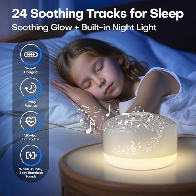 White Noise Sound Machine,buluoushen Sound Machine for Sleep with 24 Soothing Sounds,Sleep Sounds for Adults Baby Kids,Travel Sound Machine for Sleep,Mini and Portable