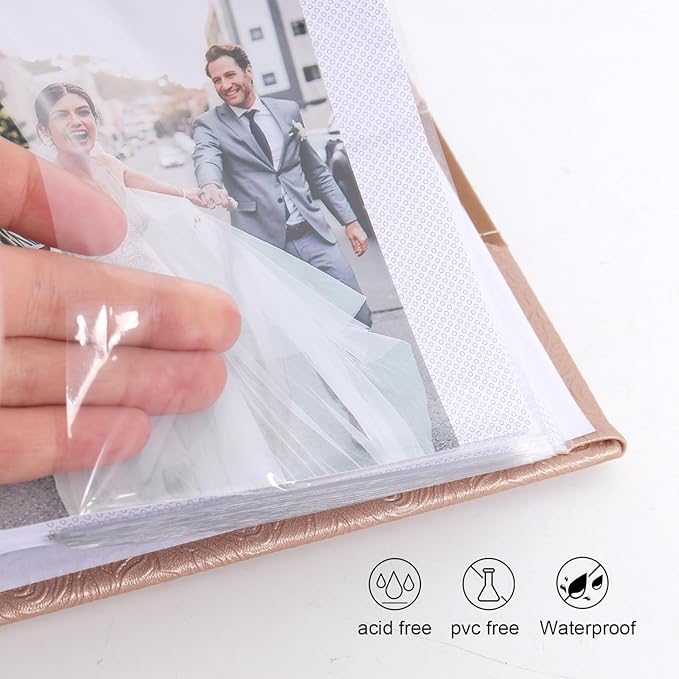 RECUTMS Photo Album 4x6 with Writing Space 100 Photos Photo Book, Leather Cover Picture Album with Memo Areas for Wedding Anniversary Family Baby Couple Valentines Graduation Travel (Light Coffee)