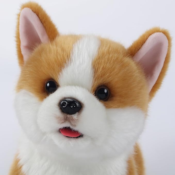 Interactive Plush Corgi Dog, Companion Robot Dog Pets,Handmade Weighted Stuffed Animals,Electronic Walking Toy with Barking,Tail Wagging,Talking,