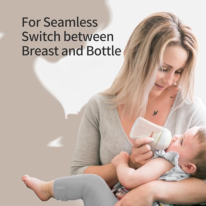 Pigeon Baby Bottle Newborn Feeding Gift Set, Anti-Colic, Wide Neck Bottle with Latch-On Line Nipple (4 PP Feeding Bottles with Nipples+ 4 Nipples + 1 Baby Bottle Brush)