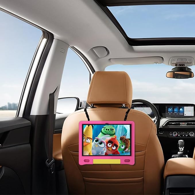 JREN Kids Table 10.1" |Android 14 Tablet for Kids|64GB Storage|Octa-Core|WiFi |Cameras|Parental Control|Kids Content|Case Included Great Gift for Children Ages 3-12 Years Old Pink