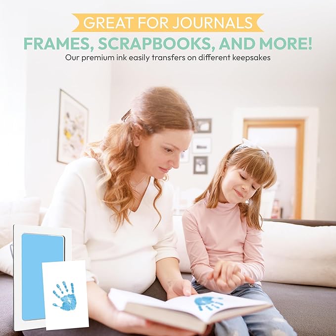 Clean Touch Ink Pad for Baby Handprints and Footprints – Inkless Infant Hand & Foot Stamp – Safe for Babies, Doesn’t Touch Skin – Perfect Family Memory or Gift – Blue Print Kit by Tiny Gifts