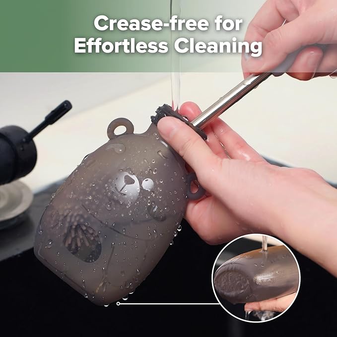 haakaa Happii Bear Silicone Goody Pouch Combo,Reusable Baby Food Pouches for Homemade Organic Purees, Juices, Smoothies, and Yogurt - Perfect for Toddlers and Kids - 2 Pack, 6oz+9oz