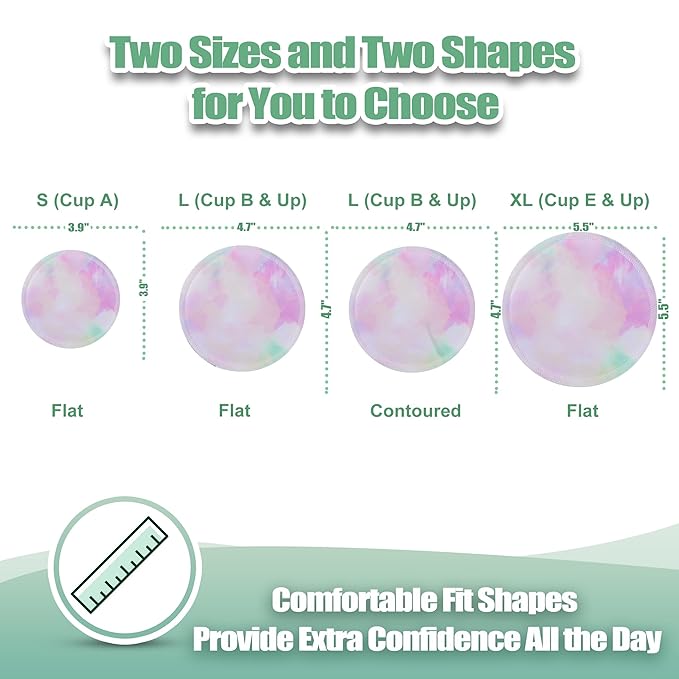 wegreeco Nursing Breast Pads (14 Pack) + Laundry Bag & Travel Storage Bag, 4.7 inch - Washable & Reusable Breastfeeding Nursing Pads (Plain Shape, Watercolors, Large)