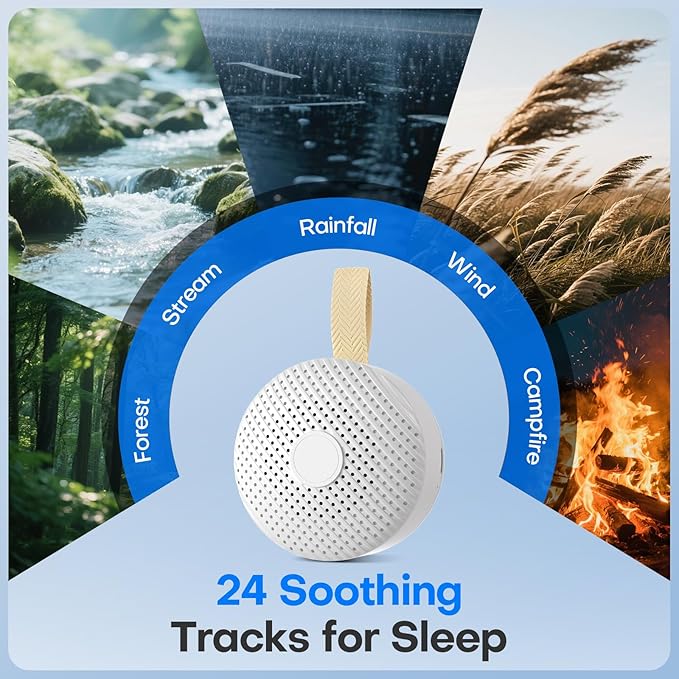 White Noise Sound Machine,buluoushen Sound Machine for Sleep with 24 Soothing Sounds,Sleep Sounds for Adults Baby Kids,Travel Sound Machine for Sleep,Mini and Portable