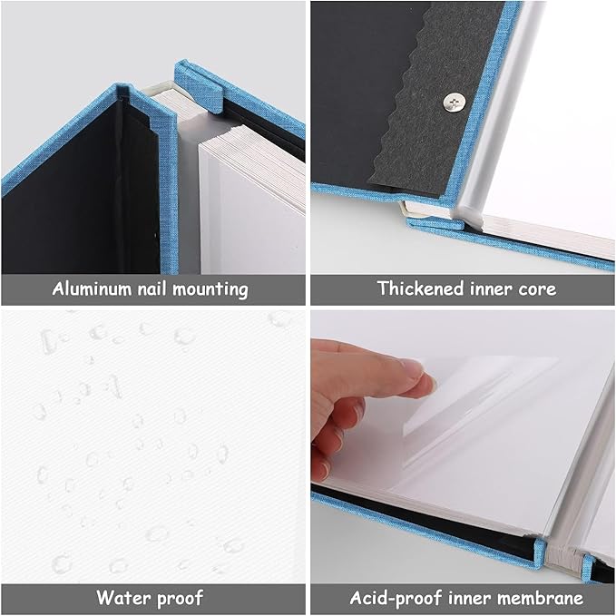 Zesthouse Photo Album Self Adhesive Pages, 60 Pages Magnetic Scrapbook Albums with Sticky Page,Photos Album Holds 8x10 & 5X7 & 4x6 & 6x8 & 3x5, Large Picture Book Ideal for Family,Wedding,Baby