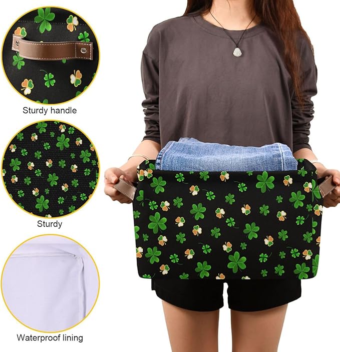 Storage Basket St Patrick's Day Cube Storage Bins Organizer Bag Collapsible Closet Shelf Baskets with handle for Baby Cloth Pet Toy Book 14.2×10.2×8.3 IN