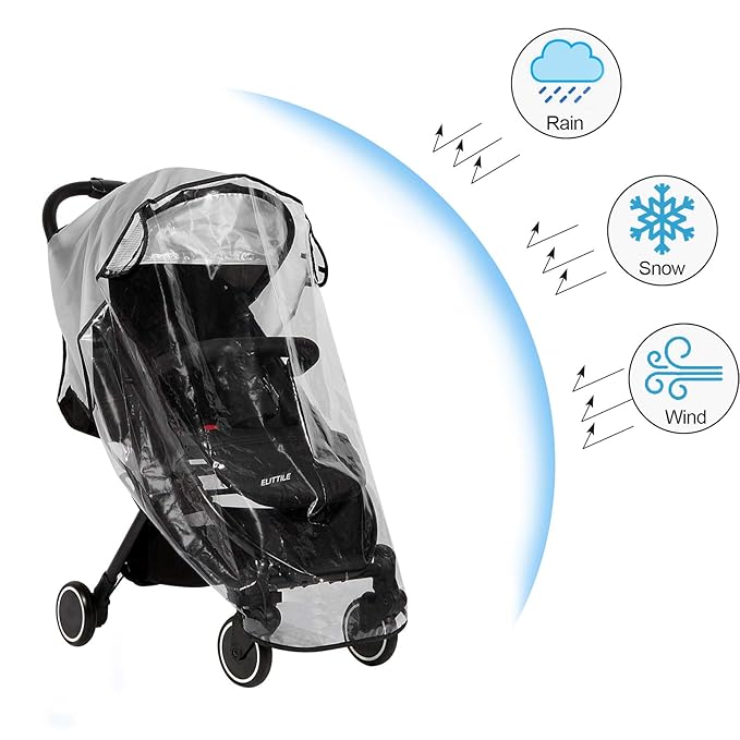 Clear Stroller Rain Cover, Universal Travel Weather Shield Breathable Baby Stroller Rain Cover for Windproof, Waterproof, Protect from Sun Dust Snow