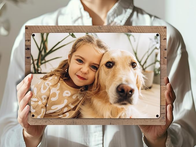 MUNDAZE Custom Portrait Metal Print on Reclaimed Wood Pallet Frame – Personalized Family Photo Gift – Glossy Aluminum Wall Art Keepsake – Made and Shipped in USA (12 x 8)