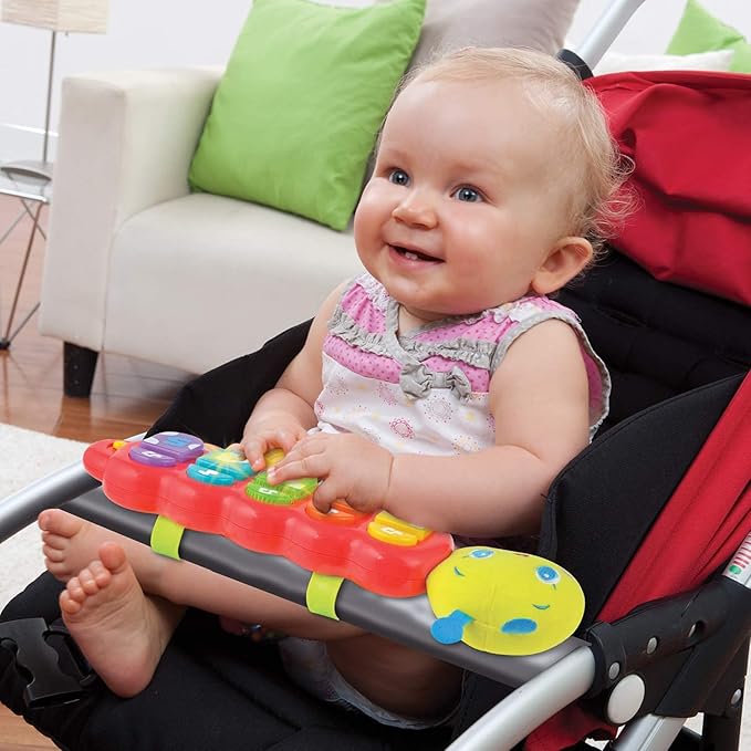 KiddoLab Lira Baby Musical Toy with Lights & Music – Interactive Caterpillar Spinner & Stacking Rings for Infants 3+ Months – Soft Stuffed Animal Head for Sensory Play