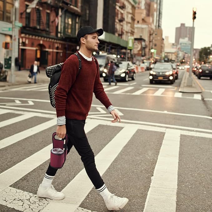 Beautyflier Drink Carrier with Handle for Delivery Reusable Insulated Coffee Cup Carrier Portable 2 Cup Holder with Handle Organizer Tote Bag for Hot & Cold Drinks, Red