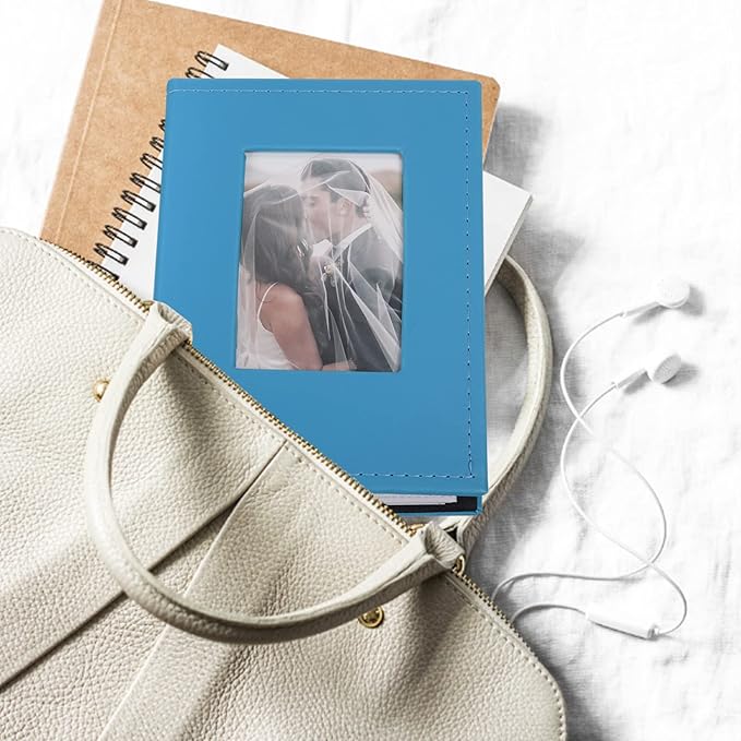 RECUTMS Photo Album 4x6 for 100 Photos Pictures PU Leather Cover White Inner Page for Wedding Albums Family Photo Book Baby Anniversary Vacation Birthday Christmas Photo Albums (Blue)