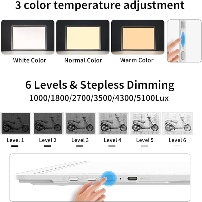 TOHETO Rechargeable A3 Light Board with Stand, Bag, Super Bright Magnetic Light Pad with Side Buttons, Wireless Light Box for Tracing and Drawing, Cordless Light Table for Diamond Painting, Sketching
