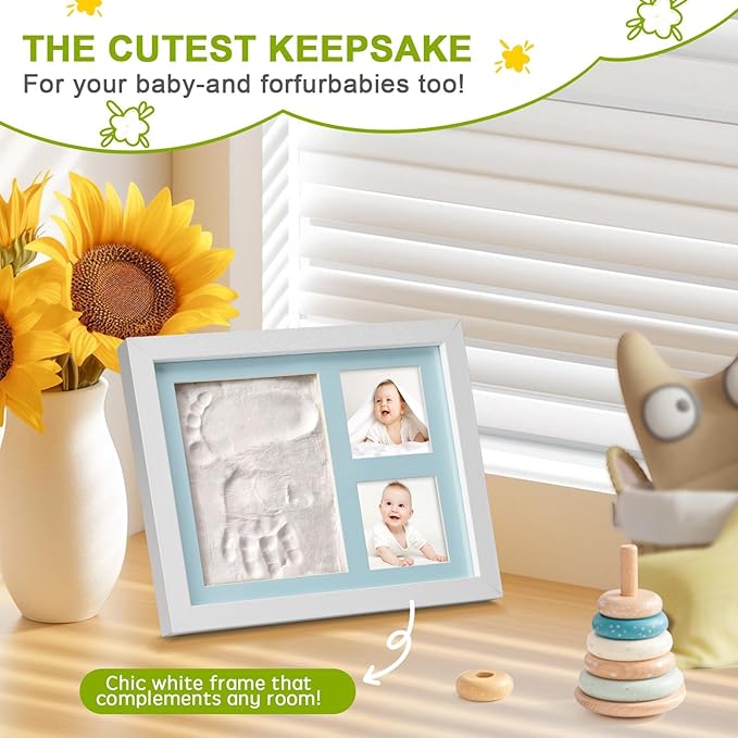 Baby Footprint and Handprint Clay Kit,Baby Hand and Footprint Kit,Clay Handprint Keepsake Frame,Newborn Keepsake Frame,Newborn Essentials Must Haves(black)