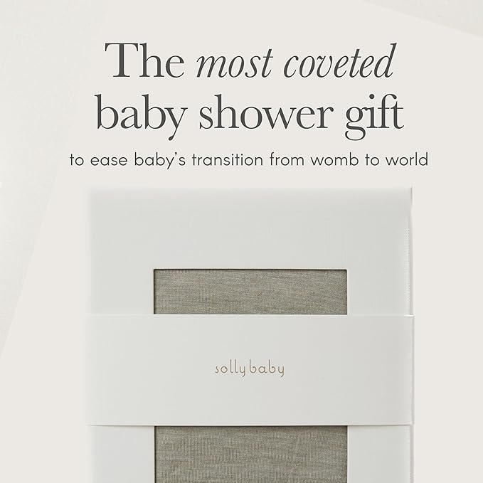 Solly Baby Wrap, Buttery-Soft Baby Carrier Newborn to Toddler 8-25 Lbs., Lightweight & Hands-Free Breathable Summer Carrier, Baby Wearing & Postpartum Essential, New Mom Gift, Natural + Grey Stripe