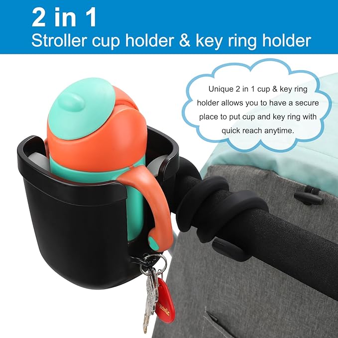 Accmor Stroller Cup Holder, Universal Cup Holder with Silicone Gooseneck Arm, Bike Cup Holder, 360° Rotatable Large Caliber Drinks Holder for Stroller, Bike, Wheelchair, Walker