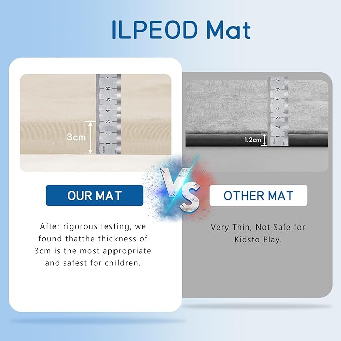 Baby Play Mat for Floor Tummy Time Mat Nursery Rug Muscle Area Rug Playroom Tatami 79"x138" Memory Foam 1.3" Thick Crawling For Babies,Toddlers, Infants, Kids,Floor(Beige)