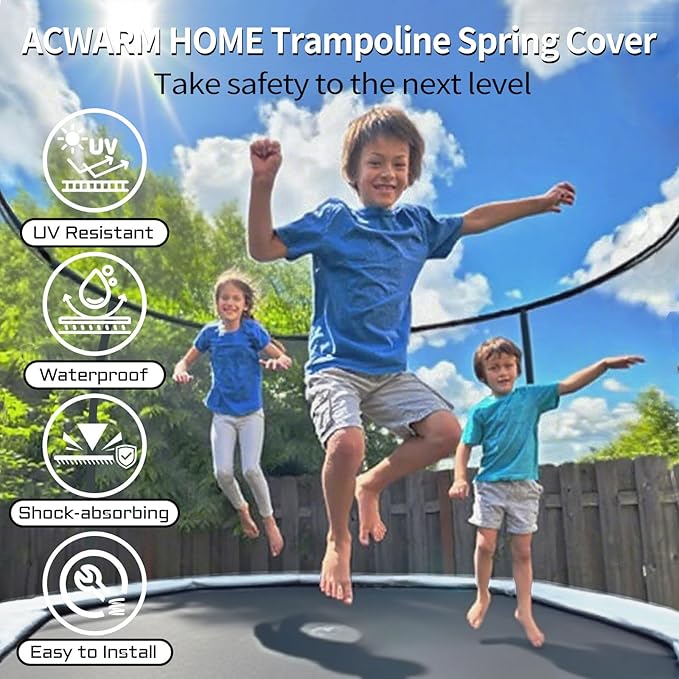 16FT/15FT/14FT/12FT/10FT Trampoline Safety Pad Replacement, Round Trampoline Spring Protection Cover, Fits 16FT/15FT/14FT/12FT/10FT Frames, Water-Resistant Trampoline Accessories