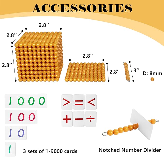 Montessori Golden Beads,Montessori Counting Beads,Montessori Math Materials,Preschool Education Toys Math Bank Game