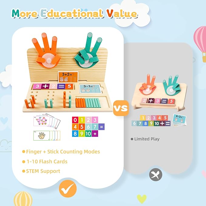 Learning Toys 3-5, Educational Toys with Number Flash Card for 3+ Year Old, Montessori Number Math Manipulatives, Preschool Kindergarten School Supplies, Birthday Gifts for 3 4 5 6 yr Old Kids