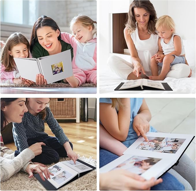 RECUTMS Photo Album Self Adhesive Magnetic Scrapbook 4x6 5x7 8x10 Pictures Scrapbook Album, 40 Pages Photo Book for DIY Baby Family Wedding with Metal Pen and Plastic Board (Orange)