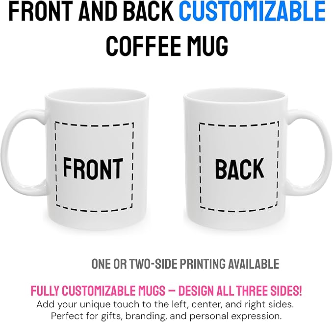 Personalized Coffee Mug – Custom Photo, Text, or Logo Ceramic Mug Tea Cup | Taza Personalizada with Picture or Message | Customized Gift Idea for Men & Women, Mom, Dad, Friends - White/Yellow | 15oz