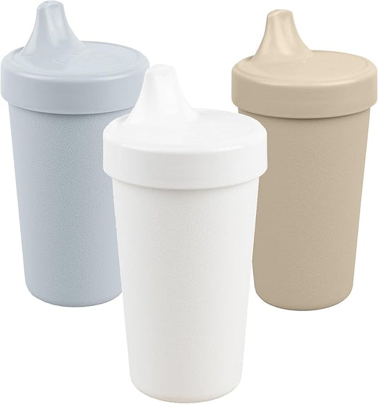 Re-Play Sippy Cups for Toddlers - 10 Oz. Reusable Spill Proof Cups for Kids, Dishwasher/Microwave Safe - Made in USA - Set of 3-3.13" x 6.25" - Seashell