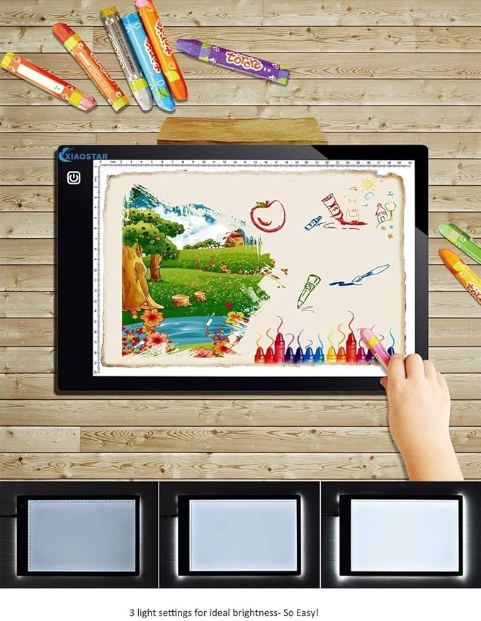 Light Box Drawing Pad, Tracing Board with Type-C Charge Cable and Brightness Adjustable for Artists, AnimationDrawing, Sketching, Animation, X-ray Viewing (FR-A4-P-black)