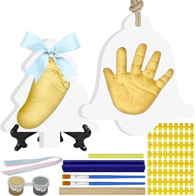 Baby Hand & Footprint Keepsake Kit - Personalized Handprint Footprint Ornament for Newborn Babies, New Mom Gifts, Baby Shower & Registry, Nursery Picture Frame, Pet Paw Print Ornament