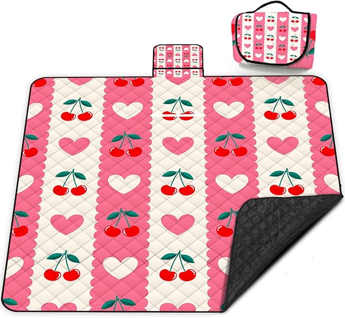 Poedist Extra Large Picnic Blanket Waterproof,80"x 80"Foldable Machine Washable Beach Blanket,Outdoor Blanket for 6-8 Adults,Suitable for Indoor Crawling,Park Beach,Camping,Hiking,Family Travel(Pink