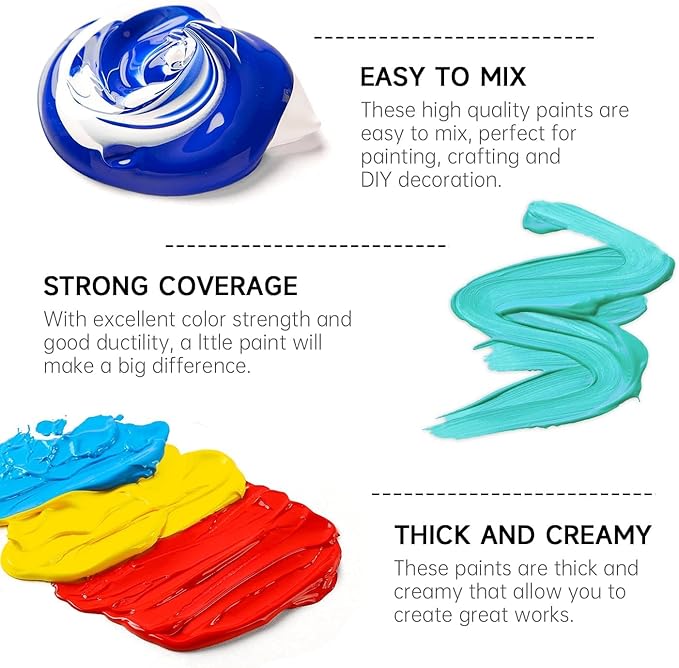 Shuttle Art Acrylic Paint, 15 Pack Acrylic Paint Large Bottle Set, 473ml/16oz Each, 14 Unique Colors and 1 More White, High Viscosity Art Paint for Artists, Beginner & Kids on Rocks Canvas WoodCeramic