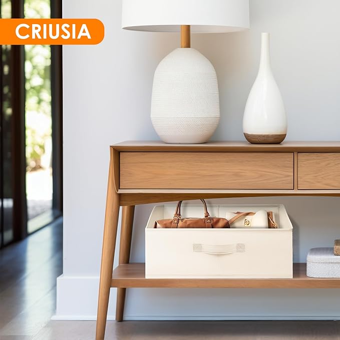 Criusia Closet Organizers Bins 6 Pack - Large Closet Shelf Organizer with Handles - Fabric Trapezoid Home Organization and Storage Baskets for Organizing Clothes Toy Blanket Towel Purse Hats