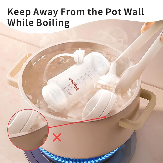 Pigeon PP Nursing Bottle Wide Neck, Anti-Colic, Streamlined Body, Natural Feel, Easy to Clean, 11.2 Oz (Pack of 3), Includes 3pcs L Nipples (6m+)