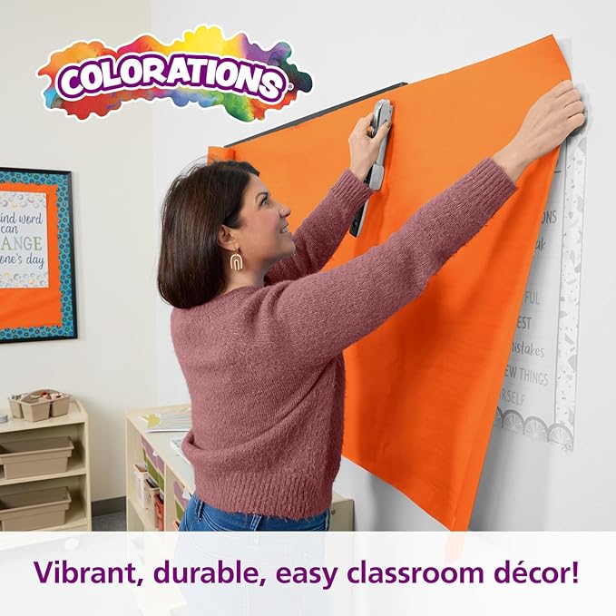 Colorations Arts and Crafts Paper Roll - Orange, Dual Surface, Finger Paints, Painting, Watercolors, Acrylic Paints, Wall Art, Bulletin Board Paper, Kids Crafts (Item # DSOR), 36" x 1000' (1 Roll)