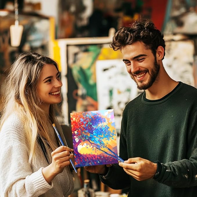 WEBEEDY 10 Pcs Sip and Paint Canvas Set Pre Drawn for Painting, Valentines Painting Kit for Couples Date Night, Art Painting Supplies, Home Date Night Activity, Sip Party Decor, 203x245mm/8x10