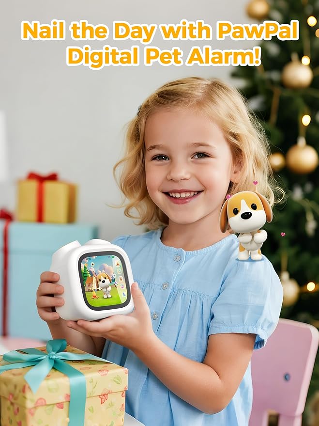 PawPal Digital Pet Alarm Clock with 3.8" Touchscreen - Habit-Building Sleep Trainer with OK-to-Wake, Stories, Music, White Noise & Nightlight for Kids Ages 3-8 Gift