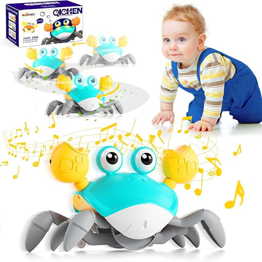Crawling Crab Baby Toy - Infant Tummy Time Crab 3 4 5 6 7 8 9 10 11 12 Crab Toys for Babies Boy 3-6 6-12 Learning Crawl 9-12 12-18 36 Months Walking Toddler Development Birthday Gifts with Dancing